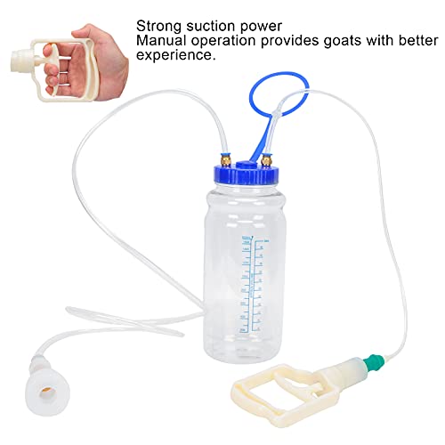 Portable Manual Goat Milking Machine with Vacuum Pressure Pump, Food Grade Plastic Bottle, PU Tubing, Fit Milk Liner, to, for Household Use, 2L Capacity (Single Sided) - size: Single Sided