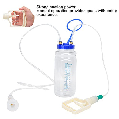 Portable Manual Goat Milking Machine with Vacuum Pressure Pump, Food Grade Plastic Bottle, PU Tubing, Fit Milk Liner, to, for Household Use, 2L Capacity (Single Sided) - size: Single Sided