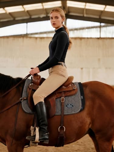 Harrison Howard Western Saddle Pad Liner, Thin Wool Felt Under Pad with Spine Cutout, Shock Absorbing Sweat Barrier - color: Black, size: 32"Lx32"W-5mm Thick