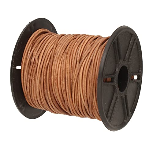 The Beadsmith Leather Cord – Dyed Antique Natural – 1mm Spool – 25 Yards/22.86 Meters – Indian Leather Thong Ideal for Braiding, Beading, Necklaces, Fine Lacing, Hair Accessories & DIY Jewelry Making - size: 1mm, style: Dyed Antique Natural – 25 Yards