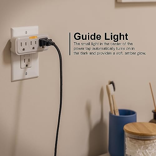 GE Outlet Extender, Guide Light, 3 Outlet Multi Plug Wall Power Splitter - size: 1 Pack