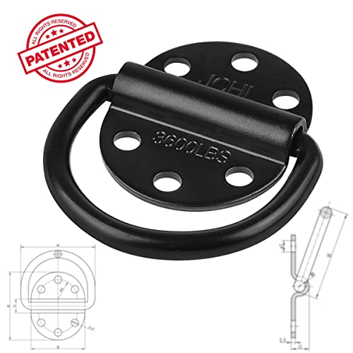 D-Rings Tie Downs Anchors Heavy Duty Steel 3600 Pound Capacity Lashing Rings for Loads on Trailers Trucks RV Campers Vans ATV SUV Boats Tie Down Ring with Screws&Bolts (6-Packs) - color: 6-Pack