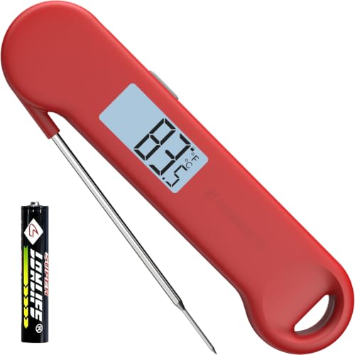 0.5 Sec Instant Read Grill Meat Thermometer Digital Food Cooking BBQ, Red - color: Red