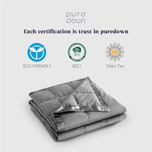 puredown® Blankets King Size - Soft Lightweight Down Blanket for Bed, Cozy Warm Luxury Bed Blanket with Satin Trim, Dark Gray (108"X90") - color: 03 Dark Gray, size: King