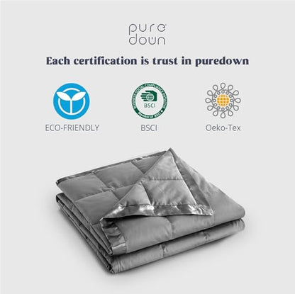 puredown® Blankets King Size - Soft Lightweight Down Blanket for Bed, Cozy Warm Luxury Bed Blanket with Satin Trim, Dark Gray (108"X90") - color: 03 Dark Gray, size: King