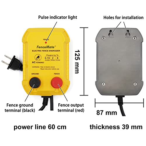 FenceMate AC Powered Electric Fence Charger Output 0.15J up to 2 Miles