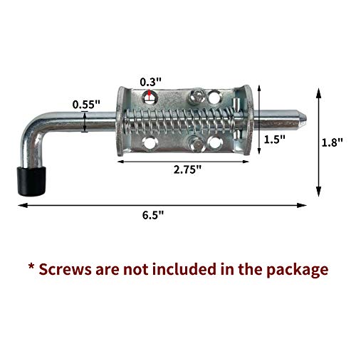 Steel Spring Loaded Latch Pin Assembly 6.5 Inch with 2-Set Spring Latches - Heavy-Duty Plated for Multi-Purpose Trailer Gates, Barn Doors & Heavy Tailgates (Screws Not Included)