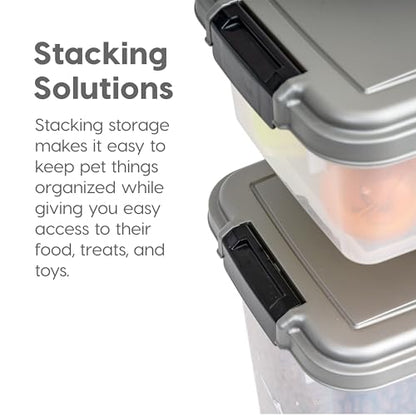 IRIS USA Airtight Dog Food Storage Container Combo, 30 lb & 11 lb Bin - color: Chrome