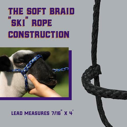 Weaver Livestock Poly Rope Sheep Halter, Modern Style Braid Sheep and Goat Rope Halter - color: Black