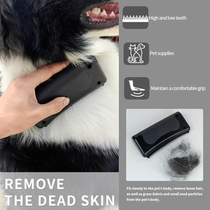 Pet Deshedding Brush for Dogs Cats Rabbits Horses, Gentle Grooming Tool | Effectively Removes Undercoat & Loose Hair & Matted Fur with Ergonomic Handle
