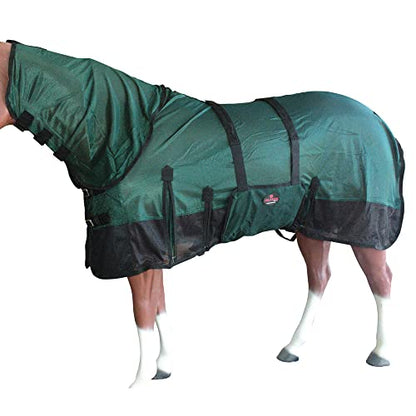 HILASON Horse Fly Sheet Breathable Mesh UV Protection Mosquito Bug Summer - color: Hunter Green With Black, size: 81 In