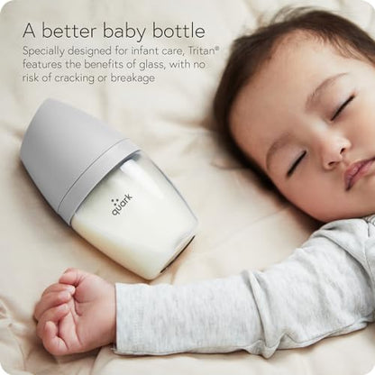 BuubiBottle Max Slow Flow Bottle for Newborn Babies by Quark - with Anti-Colic RealFeel Nipple to Simulate Breastfeeding - BPA-Free, PVC-Free, Toxin-Free - 8 Oz Bottle with Lid, 2 Pack - Gray - color: Gray