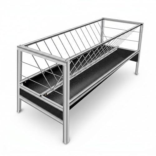 Livestock Trough, 2 in 1 Pasture Hay Dispenser 55 Gallon Livestock Trough with 22 Gallon Feeding Pan, Stainless Steel Goat Hay Holder for Goats Sheep Calves and Horses