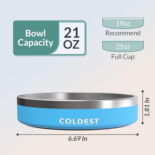 Coldest Dog Bowl - Anti Rust Metal, Non Slip, 3 Layers Insulated Stainless Steel Dog Bowls - Spill Proof & Heavy Duty - Water Bowl for Dogs, Cats & Pets, Dish Washer Safe (21 oz, Celestial Blue) - color: Celestial Blue, size: 21 oz