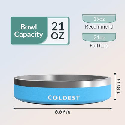 Coldest Dog Bowl - Anti Rust Metal, Non Slip, 3 Layers Insulated Stainless Steel Dog Bowls - Spill Proof & Heavy Duty - Water Bowl for Dogs, Cats & Pets, Dish Washer Safe (21 oz, Celestial Blue) - color: Celestial Blue, size: 21 oz