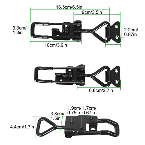 4PCS Toggle Latch Clamp 660 lbs Adjustable Toggle Latch Black Toggle Clamp GH-4003 Lockable Quick Release Pull Latch Hasp Metal Draw Latch for Door, Box Case Trunk, Smoker Door, Jig - color: Black-4pcs-660lbs