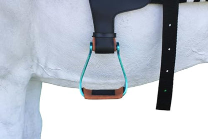 Horse Western 5" Wide Barrel Racer Engraved Aluminum Show Stirrups 51244 - color: Turquoise