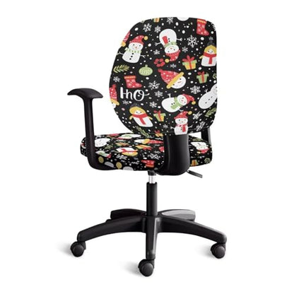 Christmas Snowman Office Chair Cover Stretchable Computer Desk Chair Seat Covers 2 Piece Waterproof Washable Swivel Chair Protective Slipcover for Wheelchairs Gaming Chairs - color: Christmas Snowman