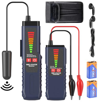 Underground Cable Locator, F04 Wire Tracer with Probe and Earphone, Cable Tester for Locating Breakage in Dog Fence, Irrigation Control & Electrical Wires - color: Blue