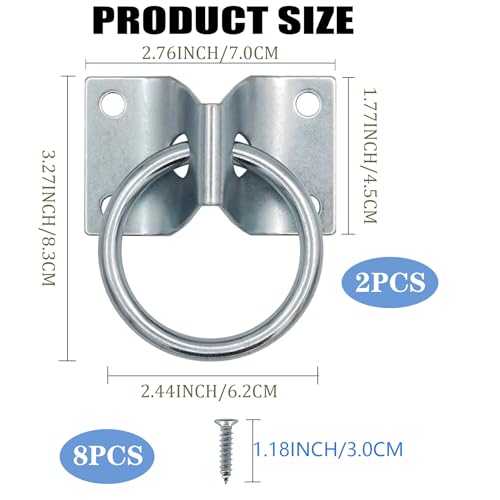 Cross Tie Ring for Horses, Block Tie Hitching Ring with Screws for Horse Stall Stable, Wall Mount Tie Down Horse Barn Supplies 2 Pieces