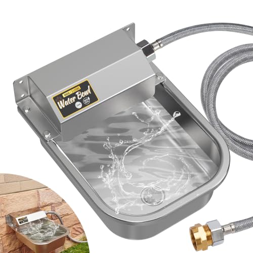 PETTEN 3L Automatic Dog Water Bowl Dispenser, Stainless Steel Self-Filling Water Bowl for Large Dogs & Outdoor Auto-Filling Fresh Water with 3/4" GHT Hose Connection