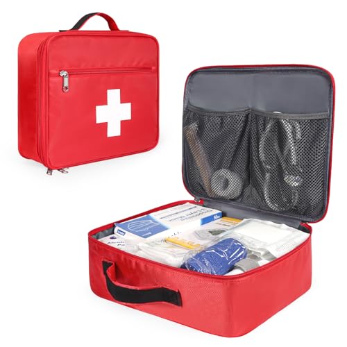 Gatycallaty First Aid Bag Empty Emergency Treatment Medical Bags Multi-Pocket for Home School Office Car Traveling Hiking Trip Daycare (Large, 1 Piece) - size: Large, Pack of 1