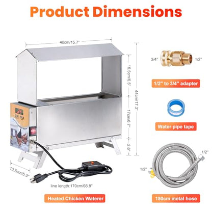 Heated Chicken Waterer Anti-Freeze Thermostat Control with Adjustable Leg
