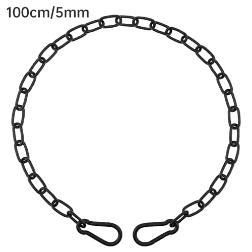 39 inch Gate Chain Lock with Both-Ended M8 Carabiners,Chain Dia 5 mm,Black - size: 39" x 13/64"