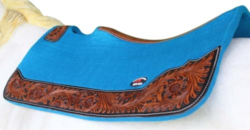 Horse 32"x30" Western Contoured Wool Felt Therapeutic Saddle Pad 39253 - color: Turquoise