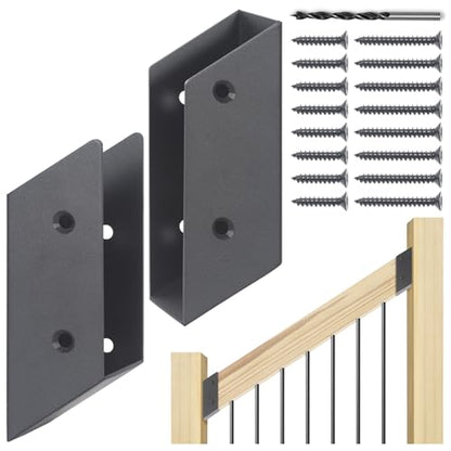 32.5°Stair Angle Stainless Steel Deck Railing Brackets Connectors for 2"x4" (Actual 1.5"x3.5") Railing Wood Post (4 Pair) - size: Angle 32.5°