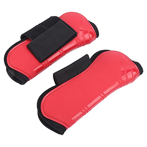 Horse Tendon Boots for Riding and Jumping, PU Shell Protectors with Elastic Neoprene, Nylon Fastener, Red Front and Hind Boots to Prevent Leg Injuries - size: A pair of medium front legs