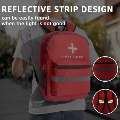 Pet First Aid Backpack Empty with Portable Bag for Pet First Aid Kits, Home Outdoor Travel Camping Emergency Supplies Storage (Red,White)