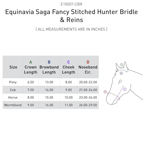 Equinavia Saga Adjustable Padded Fancy Stitched Hunter Bridle with Reins - size: Cob