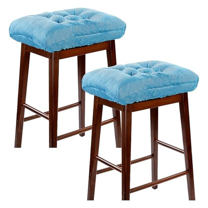 Rectangular Stool Cushion Set of 2, Soft Saddle Stool Cushions with Ties, Nonslip and Washable, Light Blue, 18 x 10.5 x 4 Inch - color: Light Blue, size: Pack of 2