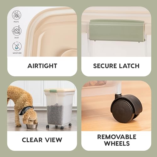 IRIS USA Dog Food Storage Container, Up to 58 lbs, Almond, Made in USA - color: Almond, size: 58 lbs