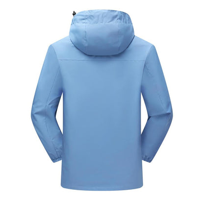 Men's Waterproof Shell Jacket, Lightweight Windbreaker Raincoat, Outdoor Trench Coat - color: Skyblue, size: X-Large
