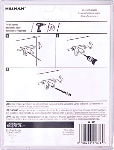 Hillman 851840 Slide Action Gate Latch - Stainless Steel 1-Pack