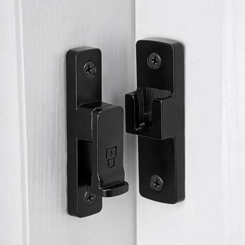 Black 90 Degree Zinc Alloy Barn Door Latch, Flip Gate Lock - color: Black_90 Degree