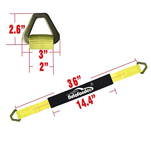 Axle Tie Down Straps - Lab Inspected 10,000lb. Break Strength - Heavy Duty Protective Sleeves & D Rings to Ensure Peace of Mind - Used for Car Engine Hoist, Truck, Trailer, UTV (4-Pack Set)