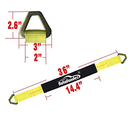 Axle Tie Down Straps - Lab Inspected 10,000lb. Break Strength - Heavy Duty Protective Sleeves & D Rings to Ensure Peace of Mind - Used for Car Engine Hoist, Truck, Trailer, UTV (4-Pack Set)