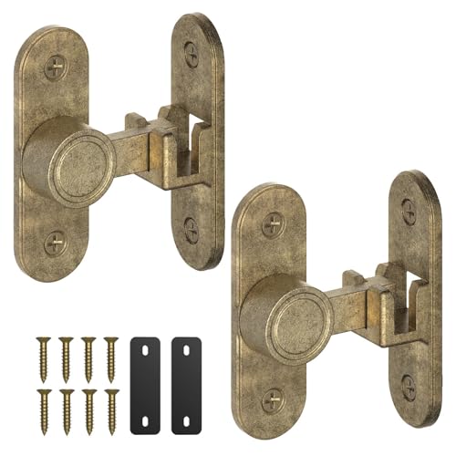 Sliding Barn Door Lock - 90/180° Flip Door Latch (Bronze-2 Pcs) - color: Bronze-2 Pcs