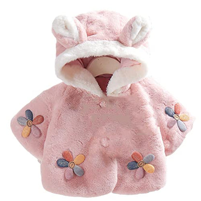 Faux Fur Coat Newborn Infant Baby Girl Jacket Cape Cloak Poncho 0-3 Years - color: Purple, size: 12-18 Months