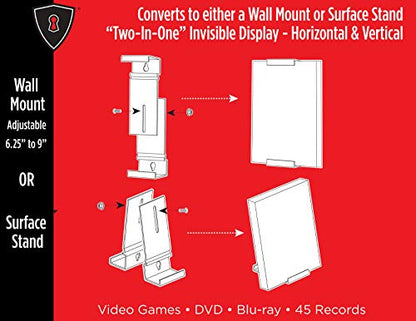 CollectorMount DVD Mount 3 Pack, Video Games, 45 Records and Blu-Rays, Shelf Stand or Wall Mount, Invisible, Adjustable - size: 3 Pack