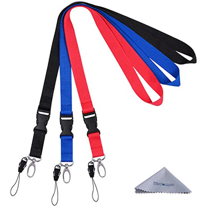 Wisdompro Office Lanyard, 3 Pack 23" Neck Strap Lanyards - Black, Blue, Red - color: 3pack(red, Black & Blue)
