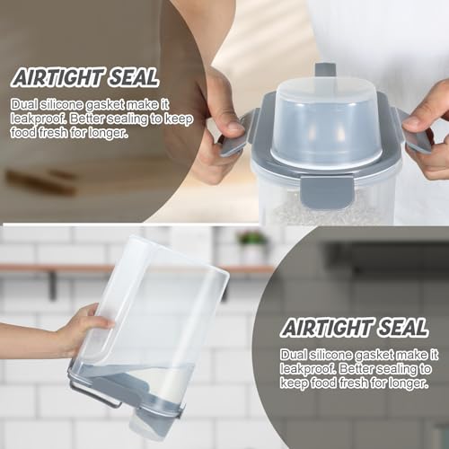 Airtight 10 Lbs Rice Storage Container Pet Dog Cat Food Holder 5 Lbs - Grey - color: Grey-10L