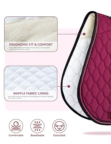 Harrison Howard All Purpose Saddle Pad, English Saddle Pad, Wither Contour - color: Burgundy