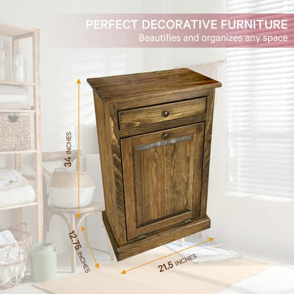 Peaceful Classics Wooden Tilt Out Trash Cabinet with Drawer, Special Walnut - color: Special Walnut, style: With Drawer