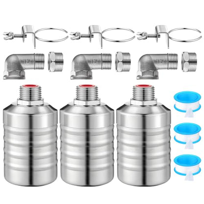 MorningRo 3 Pack Water Float Valve 1/2 to 3/4'' Auto Shut off Water Tank Float Valve 304 Stainless Steel Fully Automatic Level Control for Pool, Livestock Troughs (Classic Style) - style: Classic Style