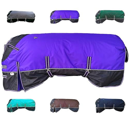Majestic Ally 600 D Ripstop Nylon Horse Turnout Blanket, Waterproof, Heavyweight, Rain and Weather Resistant, 250 GSM (Purple Black, 74 - Inch) - color: Purple Black, size: 74 - Inch