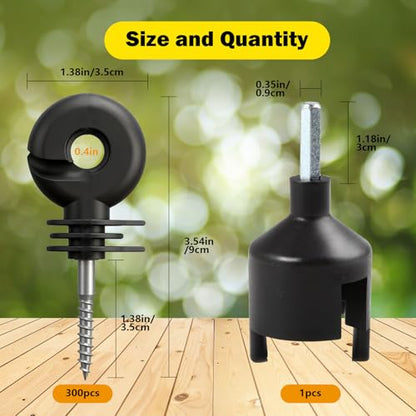 110PCS Upgraded Black Electric Fence Insulators,1 Pc Free Insulator Socket Tool,and 1 Gloves,Screw in Ring Insulators for Farm Animal Fencing(Grid System Accessories for Animal Husbandry Electronic)